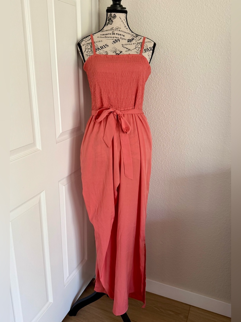 American Rag Coral Smocked Jumpsuit — Size M
